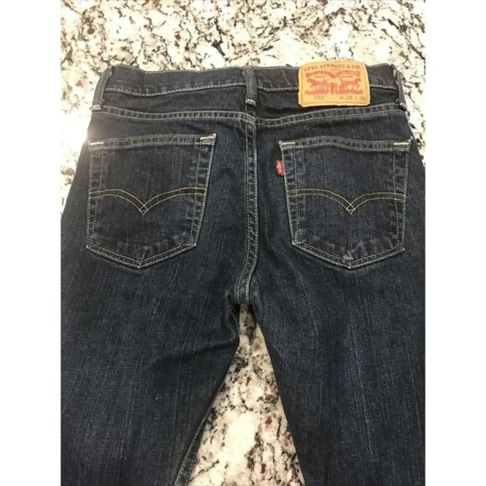 Levi's 510 Measures 26x27 Dark Wash Blue Jeans‎ Skinny Fit Stretch Denim Cotton